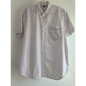 Kennington Short Sleeve Button Up Purple Floral Print Shirt Mens Size Large